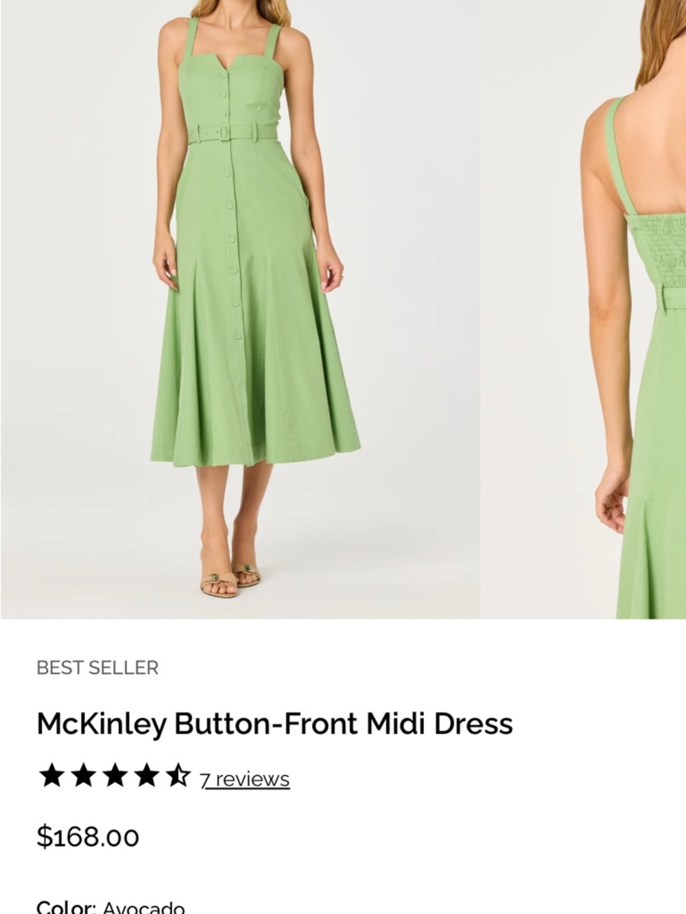 ASTR McKinley Button-Front Midi Dress in Avocado Green